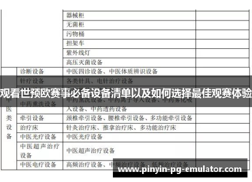 观看世预欧赛事必备设备清单以及如何选择最佳观赛体验 观看世预欧赛事必备设备清单以及如何选择最佳观赛体验