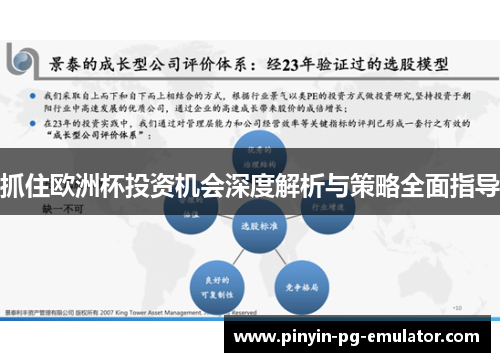 抓住欧洲杯投资机会深度解析与策略全面指导